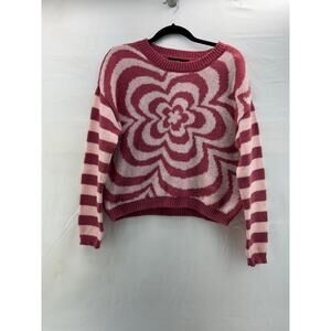 Women's Almost famous size large pink flower design cropped sweater